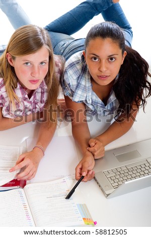 teen study with laptop