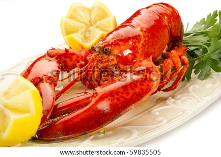 boiled lobster on dish