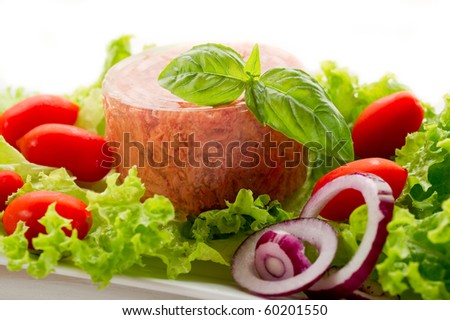 canned meat with salad