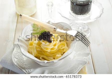 caviar pasta on luxury dish