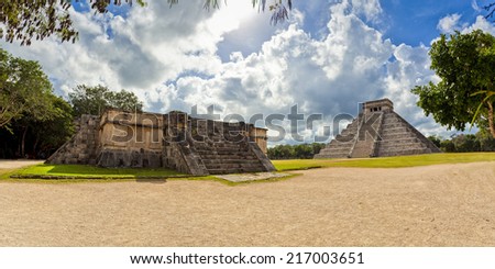 Mexico - Kukulcan pyramid with Venus Platform - Maya Pyriamid El Castillo in Chichen Itza