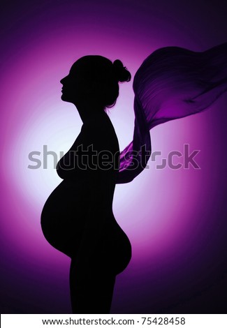 stock photo : Beautiful silhouette of pregnant woman dreaming with flying ... stock photo : Beautiful silhouette of pregnant woman dreaming with flying ...