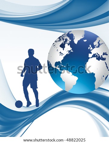 world cup 2010 with footballer and world globe and abstract background.