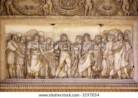 Classical marble bus-relief in Paris
