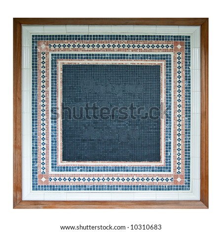 Colorful ceramic tiles pattern in wooden frame
