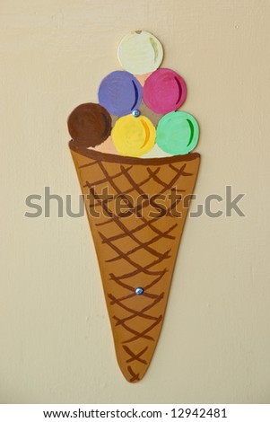 Ice-cream sign on stucco wall