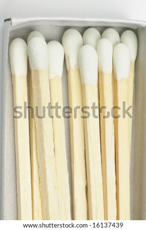 Wooden match sticks in paper matchbox - macro