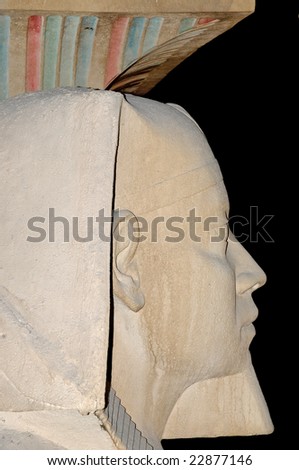 Replica of ancient Egyptian sculpture - isolated against black