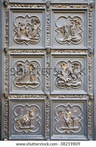 Details of side bronze door - Baptistery, Florence, Italy