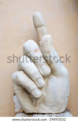 Hand of emperor Constantine, Capitoline Rome, Italy. Fragment of giant sculpture