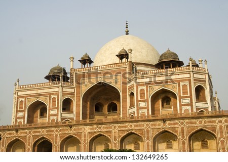 Close-up view of famous historical monument HumayunÃ?Â¢??s Tomb in New Delhi, India, Asia