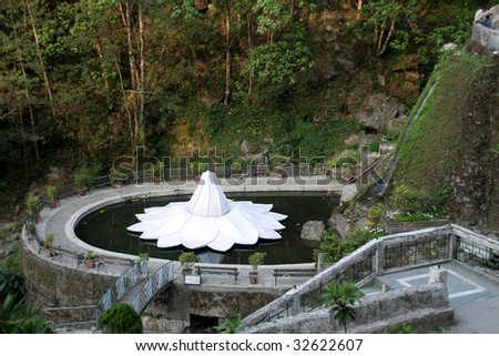 Beautifully landscaped fountain pond at Rock Garden in Darjeeling, West Bengal, India, Asia