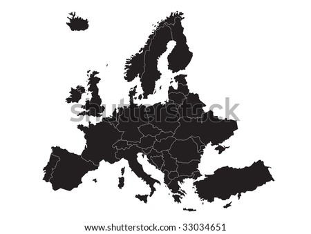 map of european cities and countries. map of Europe with country