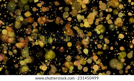 bokeh - golden circles on black background