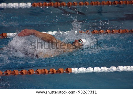 AUSTIN, TX - JANUARY 15: Michael Phelps competes in the 200m Individual Medley at the Austin Grand Prix on January 15, 2012 in Austin, Texas.