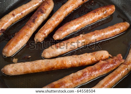 Pork sausage in a skillet with nonstick