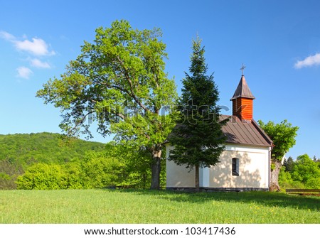 Spring landcape with chapel in eastern europe - Slovakia