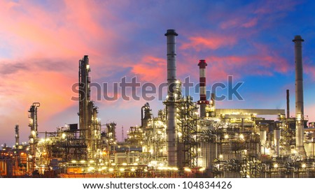 Oil refinery at twilight - factory