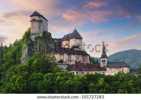 Beautiful Slovakia castle at sunset - Oravsky hrad