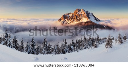 Mountain peak at winter - Roszutec - Slovakia mountain Fatra