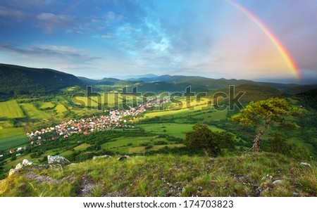 Mountain forest with rainbow - Slovakia