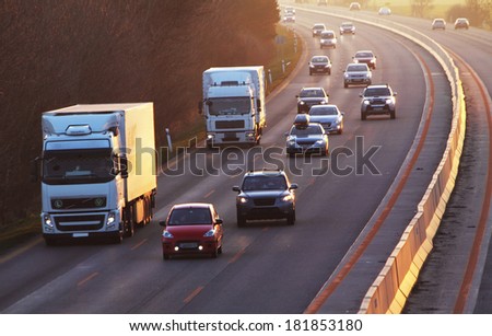 Highway with cars and Truck