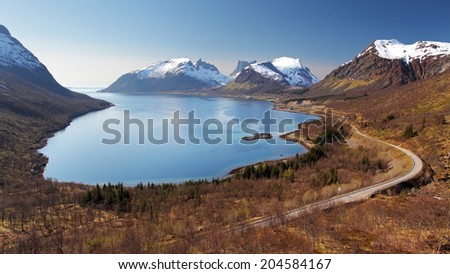 Mountain and fjord in Norway - Senja