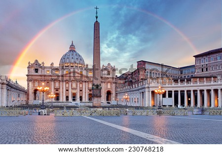 Vatican - Saint Peter\'s square with rainbow, Rome.