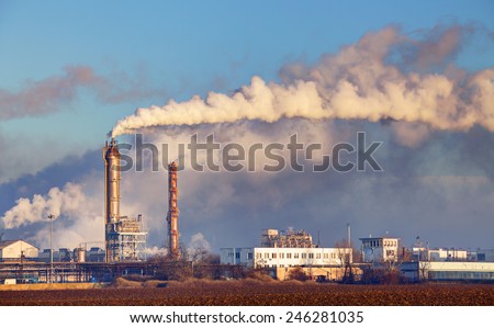 Factory with air pollution