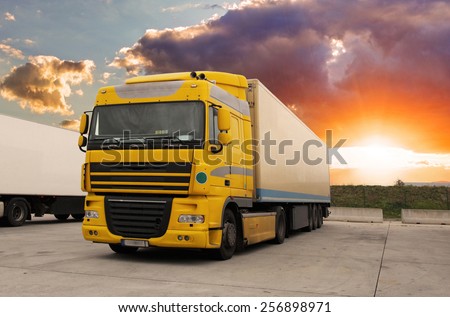 Truck - cargo transportation with sun