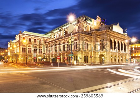 Vienna \'s State Opera House at night, Austria