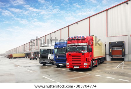 Truck in unloading in warehouse