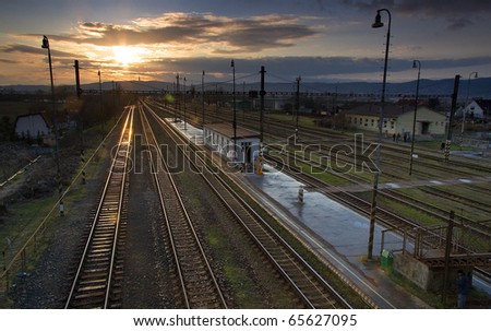 Train station at sunset