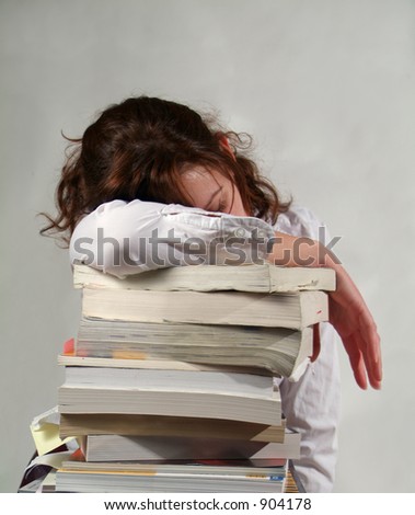 School Girl and a whole pile of her books