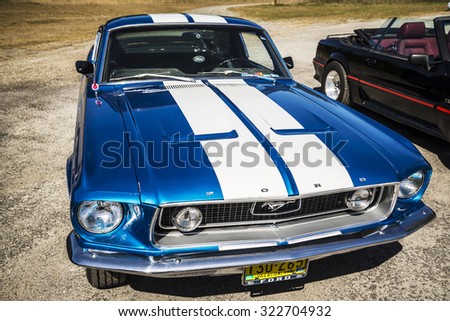 OLD ORCHARD BEACH, SEPTEMBER 26: Ford Mustang presented at the Motor Show on September 26, 2015 in Old Orchard Beach, Maine, USA