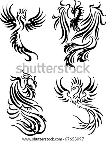stock vector tribal phoenix maori tattoo