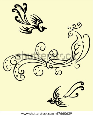 tribal phoenix tattoos. stock vector : tribal phoenix