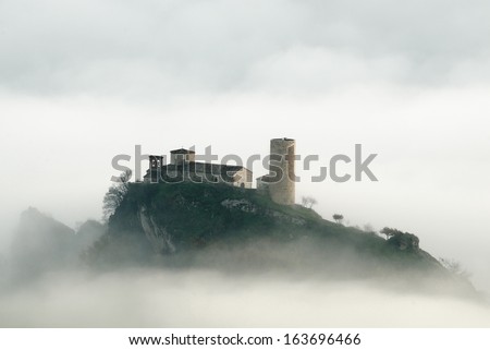 church isolated in the fog