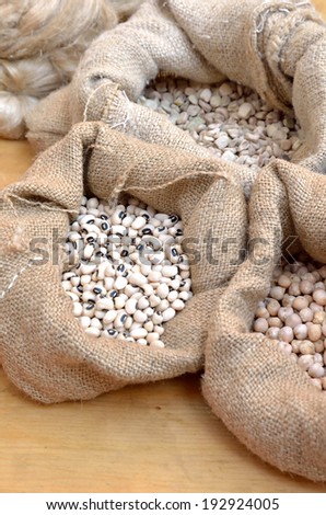 dried vegetable in canvas bags