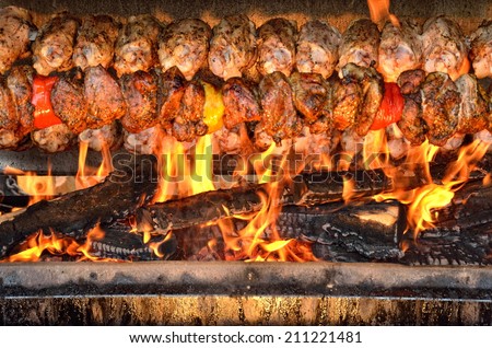 grilled meat cooked over a slow fire