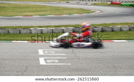 ga kart in race in the circuit