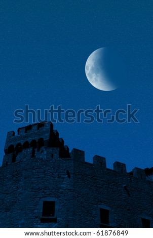 castle in the night under the moon