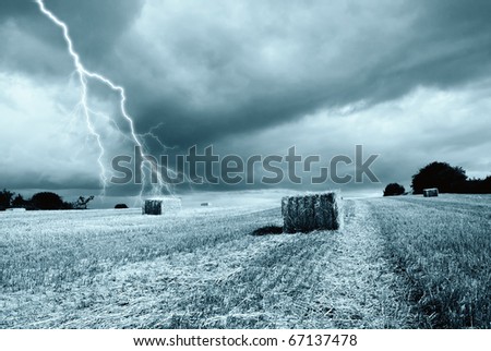countryside under bad weather in autumn