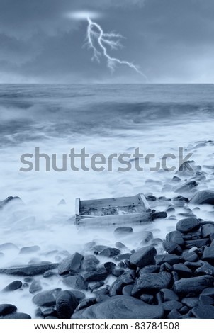 wooden box brought ashore by the storm