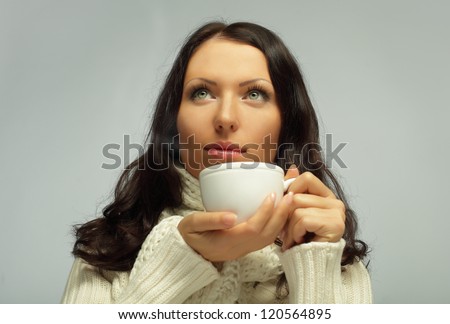 Woman with tea cup, sweet dreams