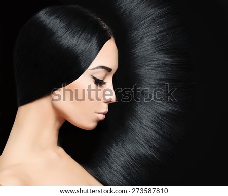 Woman with black Hair. Fashion Hairstyle