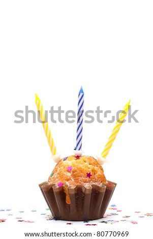 Birthday Cupcake with Stars Isolated