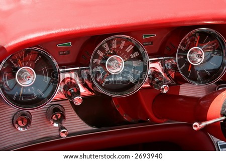 stock photo dashboard from the inside of a classic car