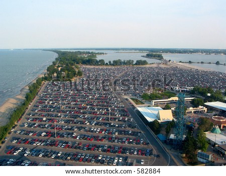 Huge parking lot near the lake