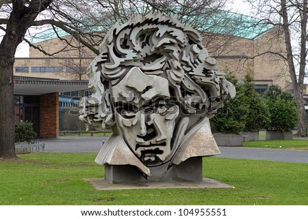 BONN, GERMANY - MARCH 14: Beethon - sculpture of Beethoven on March 14, 2012 in Bonn, Germany. Sculpture made by the Klaus Kammerichs on 1986 and has become a modern mark of the Beethoven-City Bonn.